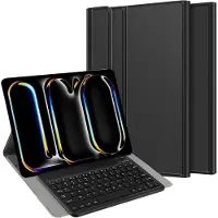 Just in Case tablet Hoes met Toetsenbord geschikt voor iPad Pro 13 (2025 / 2024) M5 / M4 - AZERTY Bluetooth Keyboard Case - Zwart