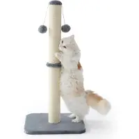 Merkloos Kattenboom 40x40x86 cm, sisal krabpaal met speelbal, grijs, voor binnen