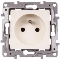 Legrand NILOE enkelvoudige stopcontact met/zonder 16A, IP20, met afdekking, crèmekleur, artikelnummer 664636