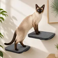 Merkloos Kattenstrap 2 treden, sisalmat, wandgemonteerd klimsysteem, voor katten
