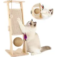 Merkloos Krabpaal 70 cm, sisal en hout, L-vorm, voor meubels beschermen