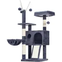 Merkloos Krabpaal voor kittens 105 cm, kattenboom met sisalkrabplaat, rookgrijs