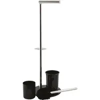 MSV WC Borstel met Rolhouder - Vrijstaand - Toilet Borstel met Rolhouder - Metaal met Glas - Zwart