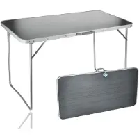 Merkloos Tuintafel 120x60x70.5 cm, opvouwbaar, weerbestendig, grijs, aluminium, voor tuin