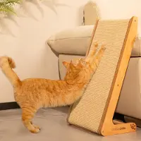 Merkloos Krabpaal 63 cm, L-vorm, massief beukenhout en sisal, dubbelzijdig, voor katten