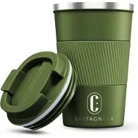 Castagnola Thermosbeker - Koffiebeker To Go - Reismok voor Koffie en Thee - Theebeker - 380 ML - RVS - Groen