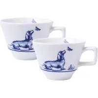 Heinen Delfts Blauw – Espressokopje, model Teckel Nhaan, 2 stuks.