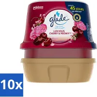 Glade 10 x - Badkamer Gel - Luscious Kers & Pioenroos - 180 g - Voordeelverpakking - 10 stuks