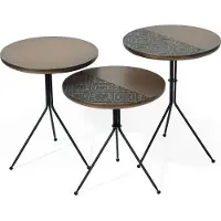 AEA Luxus braun Beistelltische Set 3x Rundtische Moderne Wohnzimmer Tisch