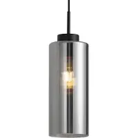 QAZQA Art Deco hanglamp zwart met smoke glas voor 1-fase railsysteem - Iconic Laura