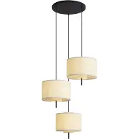QAZQA Japandi Hanglamp Zwart met Witte Linnen Kap 3-lichts - Rieu