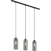 QAZQA Modern Railsysteem Zwart met 3 Smoke Glas Hanglampen 1-Fase - Iconic Laura