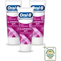 Oral-B 3 x - 3D White Advanced – Tandpasta – Luxe – Glamorous White – 75 ml - Wasstrips - Tandpasta - Witte Tanden - Geavanceerde Whitening - Fluoride - Anti-vlekken