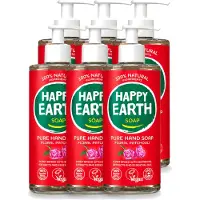 Happy Earth 6 x – Handzeep – 100% Natuurlijk Floral Patchouli – 300 ml - Voordeelverpakking - 6 stuks