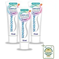 Sensodyne 3 x – Tandpasta – Complete Protection + Fresh Breath – 75 ml - Wasstrips - Gevoelige Tanden - Tandgevoeligheid - Fris Adem - Mondverzorging - Tandpasta