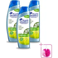 Head & shoulders 3 x - Anti-Roos Shampoo - Pure Intense - Oil Control - 250 ml - Bulkverpakking - Roosvrij haar - Douchemop - Oliecontrole
