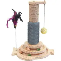 Markenlos Interactief speelgoed voor katten: rollende kattenbal met krabpaal - 2-traps draaischijf - leuk speelgoed voor katten