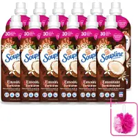 Soupline 12 x – Wasverzachter – Verwarmende Kokosnoot & Witte Bloemen – 950 ml - Bulkverpakking - Wasverzachter - Douchemop - Kokosnoot