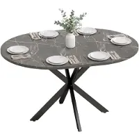 HOMCOM Extendable Dining Table-MDF, Stahl-135 x 100 x 75 cm-Schwarz