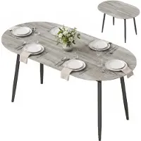 HOMCOM Extendable Dining Table-MDF-120-160 x 80 x 75 cm-Grau