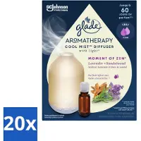 Glade 20 x – Aromatherapy Mist Diffuser – Starterpakket – Houder + Moment of Zen Navulling - 17,4 ml - Aromatherapie - Cool Mist Diffuser - Lavendel - Sandelhout - Rustgevende Geur