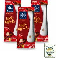 Glade 3 x - Houder Automatische Spray - Warme Appeltaart Limited Edition - 269 ml - Wasstrips - Automatische Luchtverfrisser - Warme Appelgeur - Geur Van Warme Appeltaart - Huisgeur - Geur In Huis
