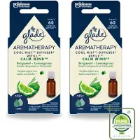 Glade 2 x – Aromatherapy Mist Diffuser Navulling – Calm Mind – 17,4 ml - Grootverpakking - Vaatwasstrips - Aromatherapie - Ontspanning - Stressverlichting - Bergamot - Citroengras