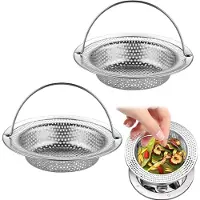Markenlos Afvoersieve met handvat - Roestvrij staal - Bescherming tegen verstopping voor keukenspoelen en wasbakken - 2 stuks - 11 x 8 x 2 cm