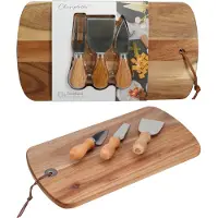 Intratuin Kaasplank Met 3 Mesjes Naturel Acaciahout 32 X 18 X 3,5 Cm
