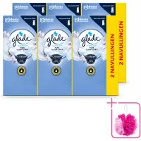 Glade 6 x - Touch & Fresh Navulling - Pure Clean Linen - 2 × 10 ml - Bulkverpakking - Navulling - Douchemop - Geur