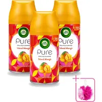 Air Wick 3 x – Luchtverfrisser Navulling – Island Mango – 250 ml - Bulkverpakking - Luchtverfrisser - Douchemop - Tropische geur