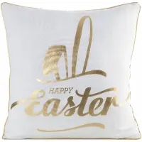 Eurofirany Decoratieve Kussensloop Wit 45x45 cm met Gouden Print & Bies