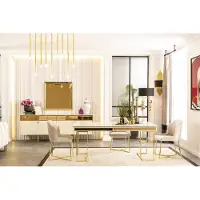 AEA Gold Esszimmer Set Tisch Anrichte Spiegel Spiegel Luxus Möbel Holz