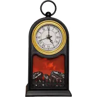 Anna's Collection Kerstfiguur Haard Klok Zwart Met Verlichting 14 X 12 X 27 Cm