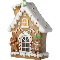 Intratuin Kersthuisje Peperkoek Bruin Met Verlichting 28,5 X 13 X 36 Cm
