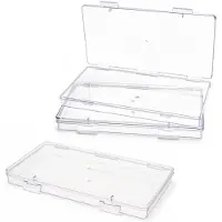 Markenlos Opbergboxen met deksel - set van 3, rechthoekig, gemaakt van transparant kunststof