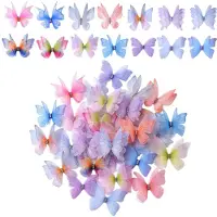 OEM Vlinderdecoratie - Met strassteentjes - Knutsel- en decoratiemateriaal - 70 stuks - Dubbellaags organzestof