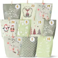 OEM Adventskalender om zelf te vullen - Set met 24 bedrukte papieren zakjes