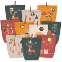 OEM Adventskalender om zelf te vullen - 24 papieren zakjes met stickers - Voor zelf maken - Gemaakt van kraftpapier, boho design