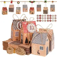 Markenlos Adventskalender om zelf te vullen - 24 vakken met cijferstickers - Doe-het-zelf set om op te hangen of neer te zetten - Kerstdecoratie voor in huis