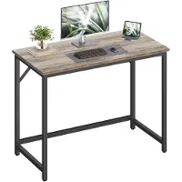 Vasagle smalle bureautafel met metalen frame, Grijs + Zwart