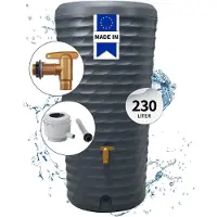 Graf 4rain Jolie 2in1 regenton complete-set 230 L graphite grey incl. kunststof uitloopkraan en regenpijp aansluiting