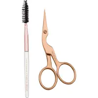 Tweezerman Brow shaping scissors en brush wenkbrauwschaartje en wenkbrauwborsteltje, Rose Gold Wenkbrauwset 1 st