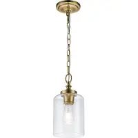 Elstead Lighting Moderne hanglamp Hounslow, staal, geborsteld messing, glas, 1 lichtpunt, E27