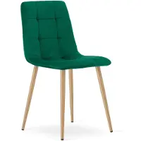 Leobert KARA Eetkamerstoel – Groen Velvet – Houten Poten – Comfortabele Ergonomische Zitting – Modern Design – Velvet Stoel voor Woonkamer, Keuken en Eetkamer – Max. 110 kg