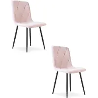Leobert LIBRA Eetkamerstoelen – Set van 2 – Zwart Velvet – Zwarte Metalen Poten – Comfortabele Gestoffeerde Zitting – Modern Design – Velvet Stoel voor Woonkamer, Keuken en Eetkamer – Max. 110 kg per Stoel