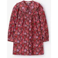 Sissy-Boy Donkerrode corduroy jurk met bloemenprint | Maat: 146-152