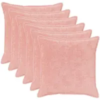 vidaXL Kussensloop 6 st HOUTEN Roze 55 x 55 cm Nep Konijnenbont