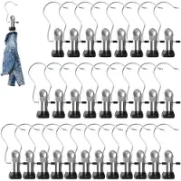 LONGZIMING Kledinghaken - 30 Stuks - Metalen Wasgoedclips en Kledinghangers - Draagbare Ophangclips voor Kleding, Sokken, Handdoeken en Ondergoed