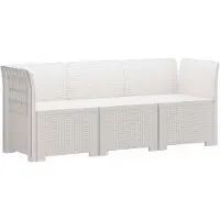 vidaXL 3-Zits Tuin Sofa Rottanlook 3-zits PP Wit 179 x 62 x 70,5 cm